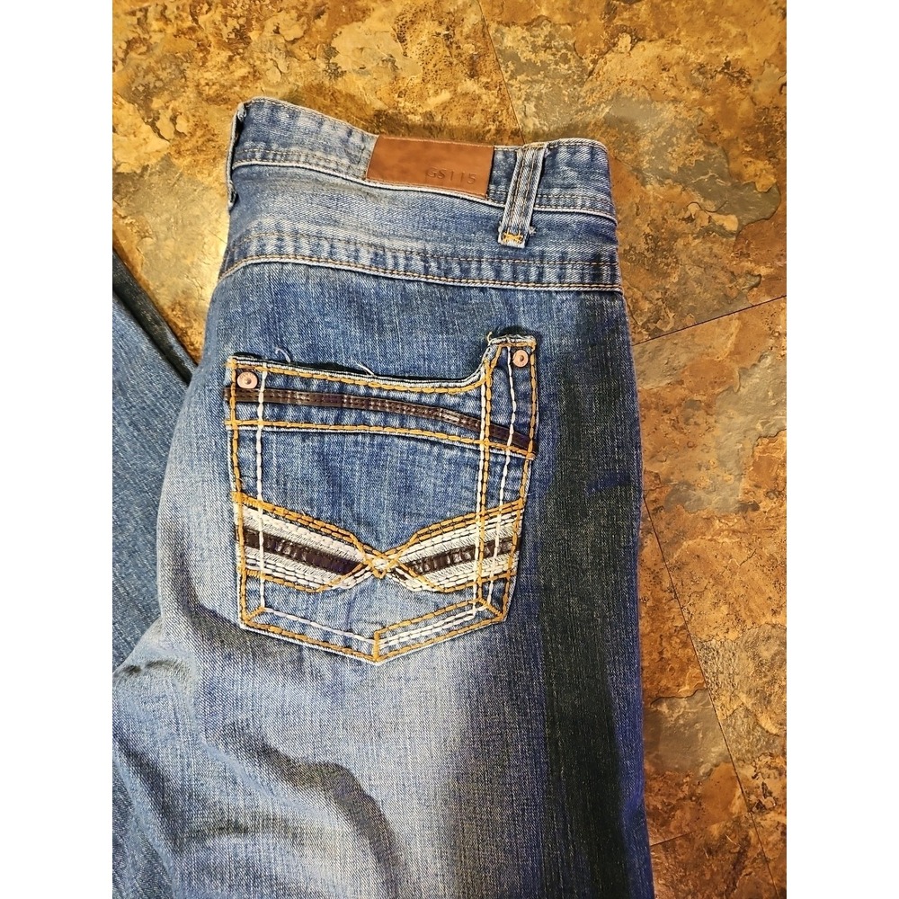GS 115‎ Mens regular fit Jean Size 36x33 Embroidered Pockets (J34)